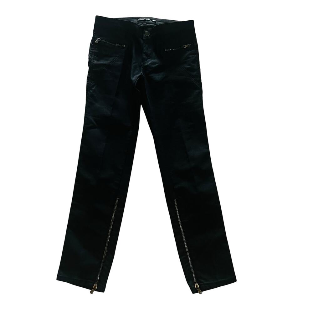 Zara Coated High Rise Zipper Ankle pants Size 4 NWT Black